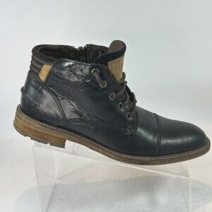 Bull Boxer Holten Leather Boots Mens 9 Black Lace Up Zip Chukka Handcrafted